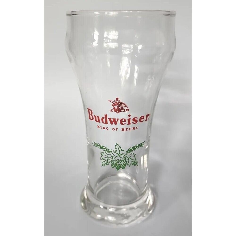 1980's Budweiser Hopps Print Pilsner Beer Glass‎ Barware Man Cave 10oz U94